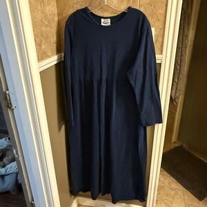 Vintage Bay Street Clothing Co.‎ Women's Long Sleeve Navy Cotton Dress Sz Large